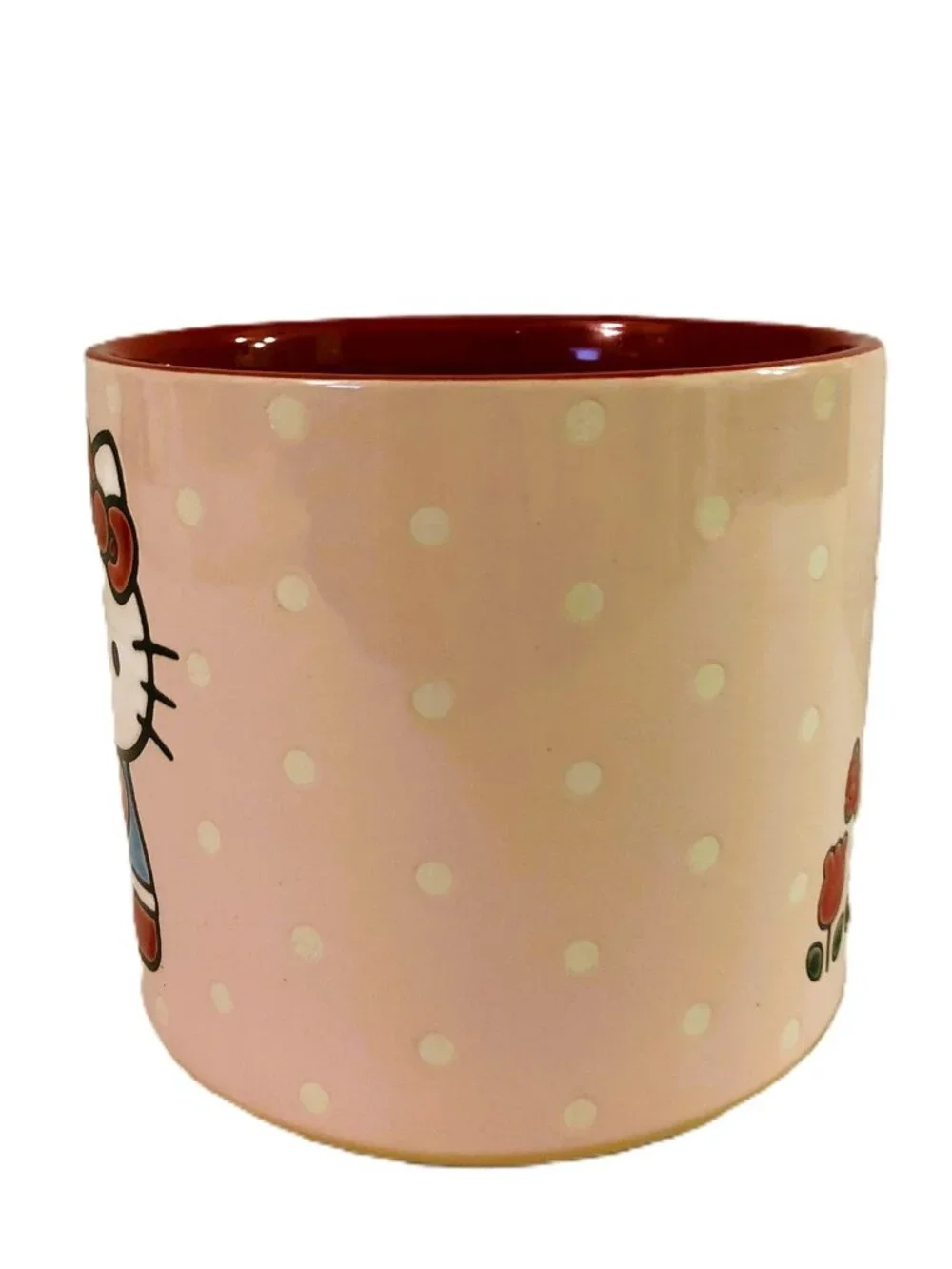 Hello Kitty Garden 6" Planter Sanrio Blue Sky Ceramic Vase Flower Pot Pink Red - Picture 2 of 9